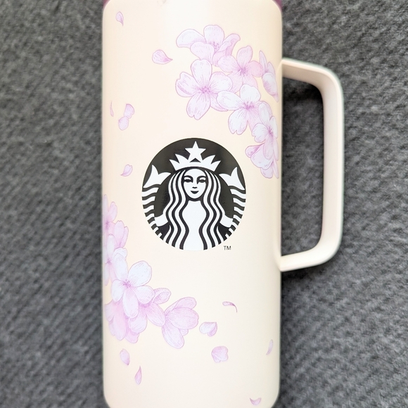 Starbucks Asia yellow pink petal SS 17oz mug BNWT - Picture 1 of 5